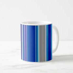 Blå Beige och Lavendelränder Kaffemugg