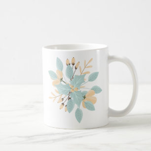 Blå Beige Pastell Vinter Botanisk Illustration Kaffemugg