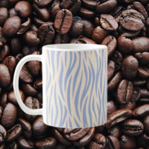 Blå & Beige Zebrarandig Klassisk Mugg – Stylish