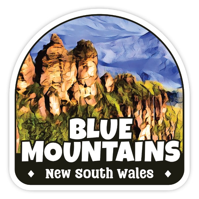 Blå berg, NSW Australia Sticker Klistermärken (Blue Mountains New South Wales (Three Sisters Rock Formation) arch sticker)