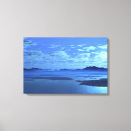 Blå bergen Blue Sjö Fine Art Canvas Wrap