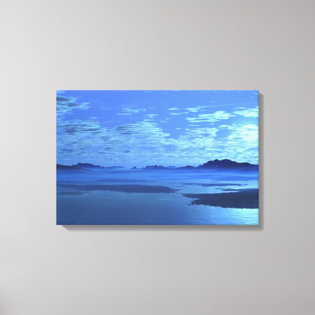 Blå bergen Blue Sjö Fine Art Canvas Wrap (Framsida)