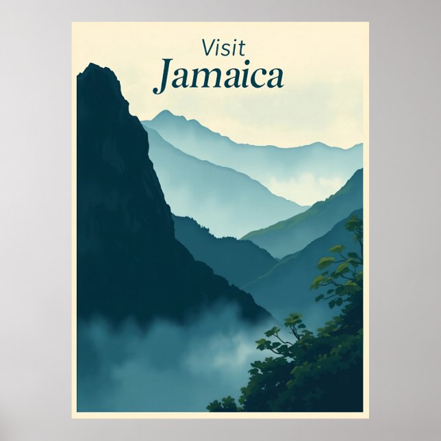 Blå bergen, Jamaica – Vintageillustration Poster (Framsidan)