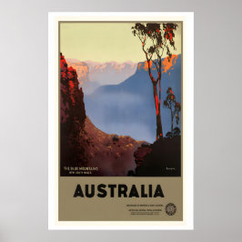 Blå bergen New South Wales Australien Vintage Poster