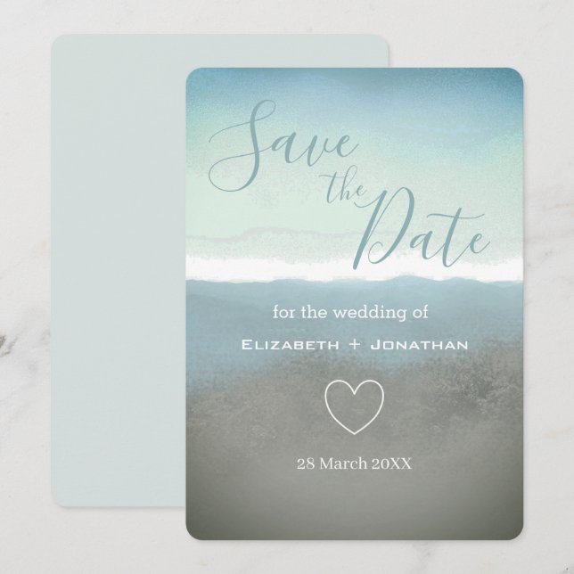 Blå bergskedja spara datum inbjudningar (Fram/baksida)