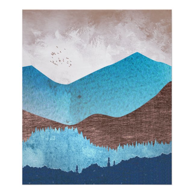 Blå bergstoppar fototryck (Framsidan)