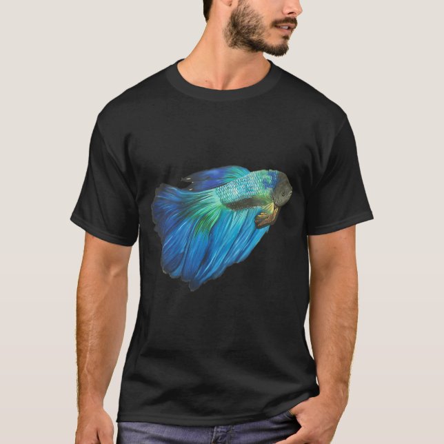 Blå Beta-fisk teckning T Shirt (Framsida)