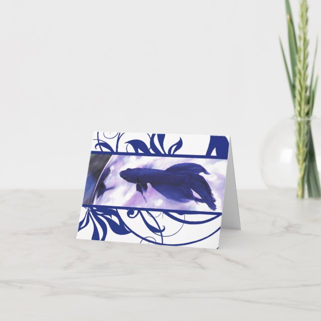 Blå Betta Fish - tackkort (Framsida)