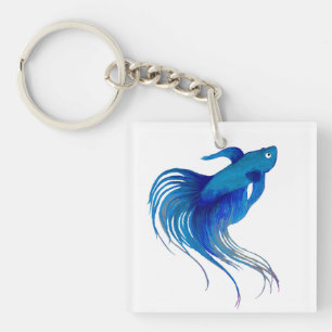 Blå Betta Fish Watercolor