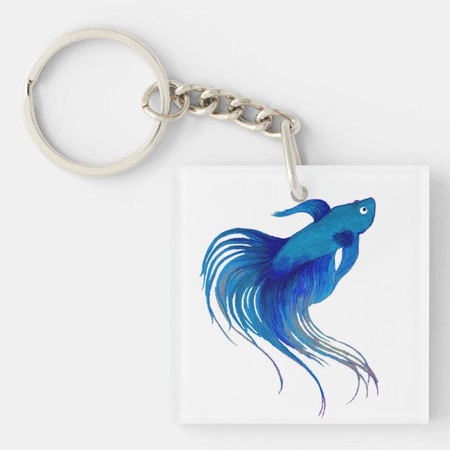 Blå Betta Fish Watercolor (Framsidan)