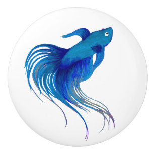 Blå Betta Fish Watercolor Knopp