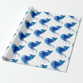 Blå Betta Fish Watercolor Presentpapper