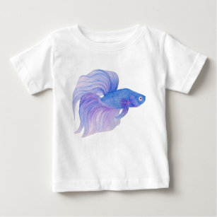 Blå Betta Fish Watercolor T Shirt