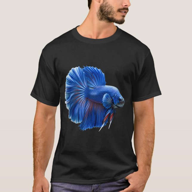 Blå Betta Fisk T Shirt (Framsida)