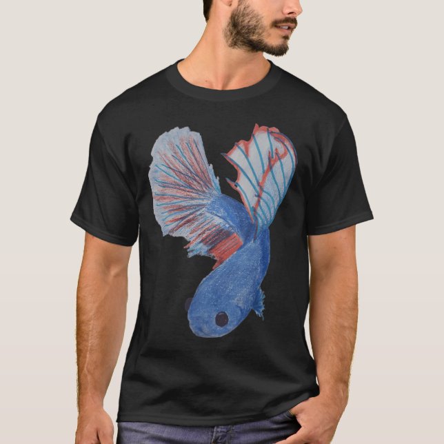 Blå Betta-fisk T Shirt (Framsida)