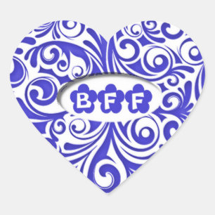 Blå BFF Heart-fästen Hjärtformat Klistermärke