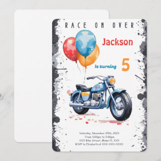 Blå Bicykel Födelsedag Inbjudningar