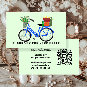 Blå bike Gifts kundorder Tack QR-kod Visitkort