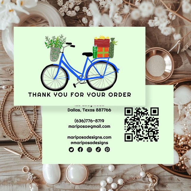 Blå bike Gifts kundorder Tack QR-kod Visitkort (Blue Bike Gifts Customer Order Thank You QR Code Business Card
)