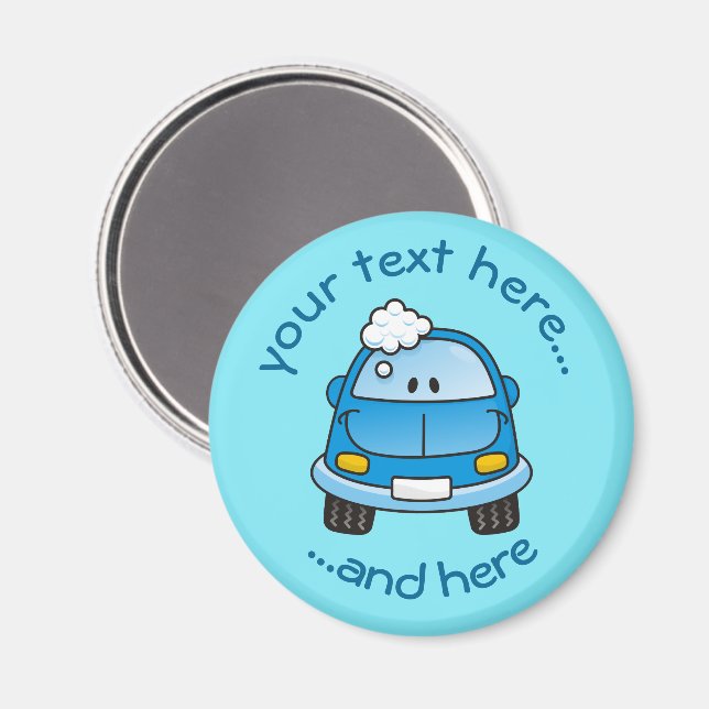 Blå bil med bubbelmagnet magnet (Front/Back)