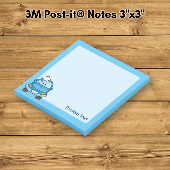 Blå bil med bubblor post-it block (Skapare uppladdad)