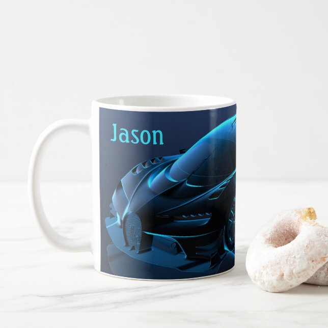 Blå biltema kaffemugg i bilutförande (Med munk)