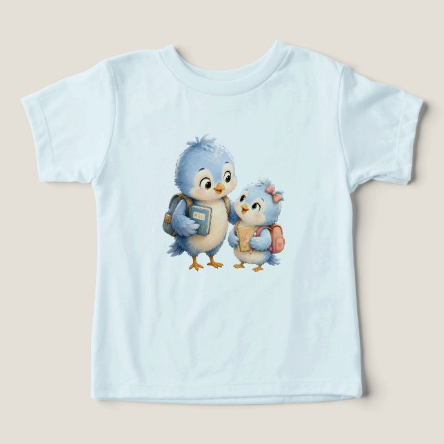 Blå Bird Friends Kids Blå T-shirt (Design Framsida)