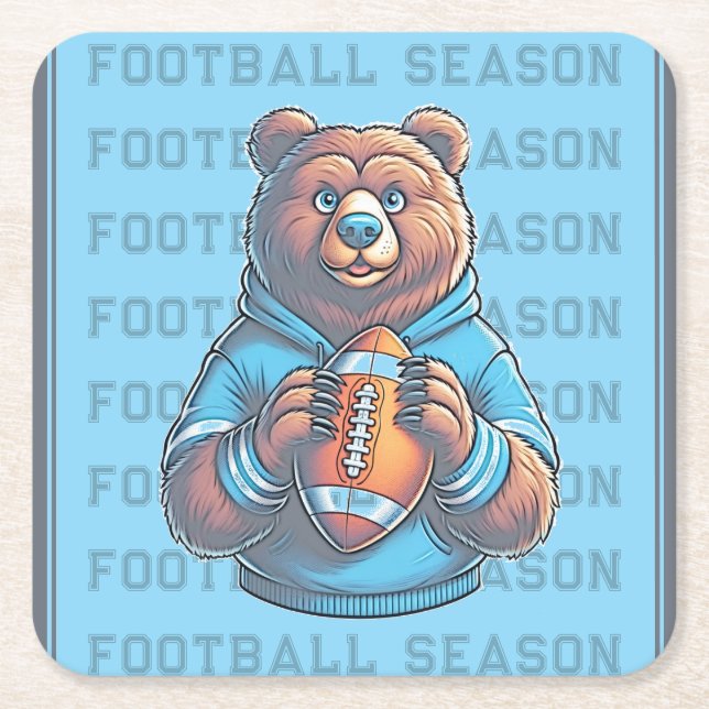 Blå björn, Anpassningsbar Underlägg Papper Kvadrat (Framsidan)