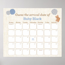 Blå Björn Baby Shower Gissa Förfallodatum Kalender