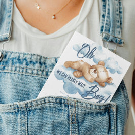 Blå Björn Babyfirande Pojke Akvarell Teddy Moln Inbjudningar