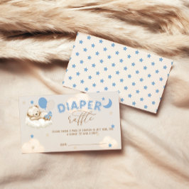 Blå björn ballonger pojke baby shower blöja lotter tilläggskort