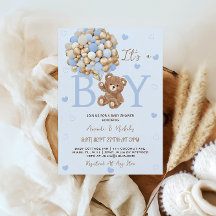 Blå Björn Det är en Pojke Baby Shower