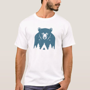 Blå björn illustrativ t shirt