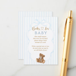 Blå Björn Knappt Vänta Baby Shower Elegant Rand Tilläggskort