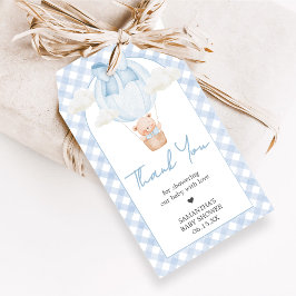 Blå Björn Knappt Vänta Baby Shower Förmånsetikette Presentetikett