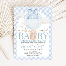 Blå Björn Knappt Vänta Baby Shower
