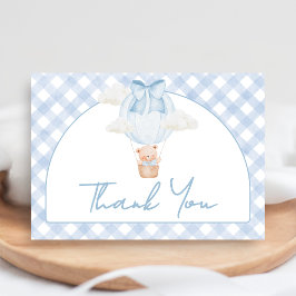 Blå Björn Knappt Vänta Baby Shower Tack Kort