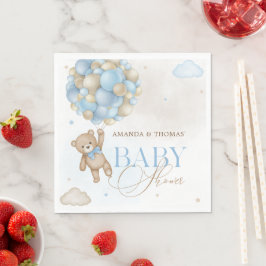 Blå Björn Pojke Baby Shower Pappersservett
