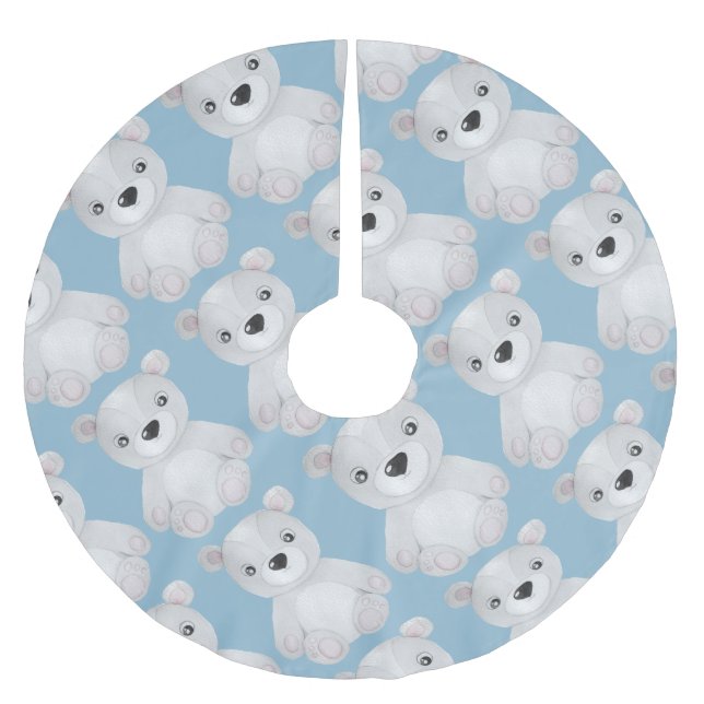 Blå björn Pojke Helgdag juldepå Julgransmatta Borstad Polyester (Framsidan)