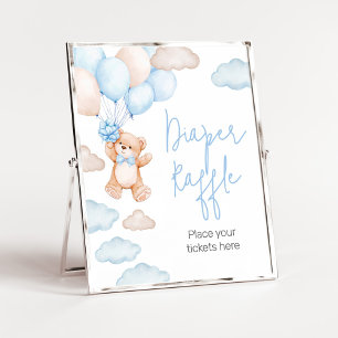 Blå björnbubbla Babyskor Diaper Raffle Poster