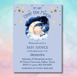 Blå björnstjärnor Guld över Måne-babyskusen Inbjudningar