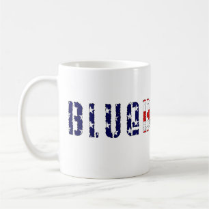 Blå, blå amerikansk flagga kaffemugg