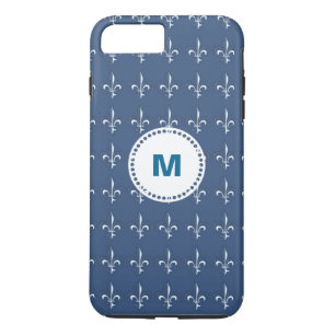 Blå blå ankor Mönster Monogram