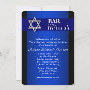Blå blå bakgrund i silver pub mitzvah inbjudningar