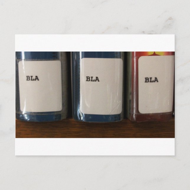 "Bla, Bla, Bla" - Ansökningsnummer för Bibliotek Vykort (Framsida)