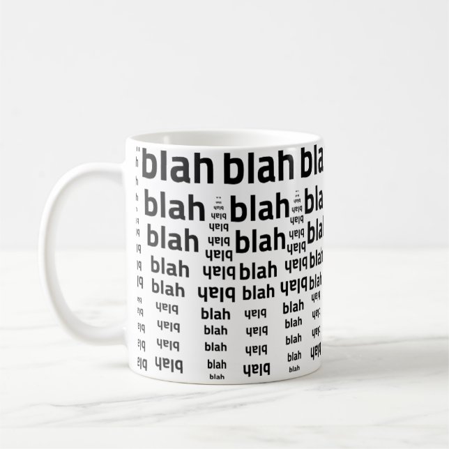 Bla Bla Bla Mugg | Rolig Minimalistisk Kaffe Kopp (Vänster)
