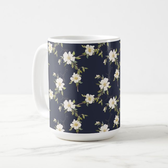 Blå blå Blommigt Kaffemugg (Framsida vänster)