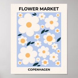 Blå blå Blommigt på blomman från Köpenhamn Blå blo Poster