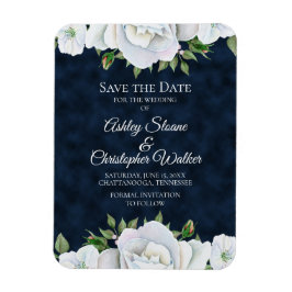 Blå blå Blommigten Bröllop spara datum Magnet