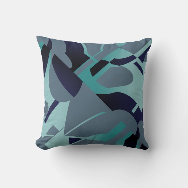 Blå blå formgivning av bläckstråle med blå formgiv kudde (Framsida)